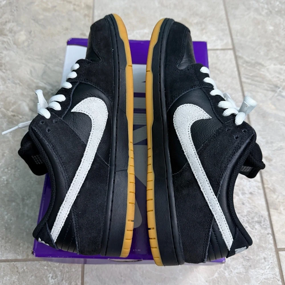 Nike SB Dunk Low Pro in Black and White with Gum Sole